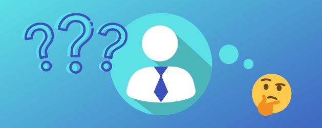 Illustration showing a silhouette of a person wearing a tie inside a circle, with three question marks on the left and a thinking emoji on the right, representing the decision-making process around hiring