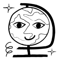 An illustration of a smiling globe
