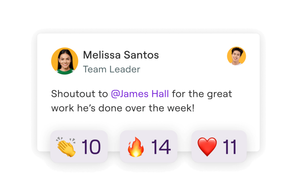 screenshot of Employment Hero Shoutouts Feed
