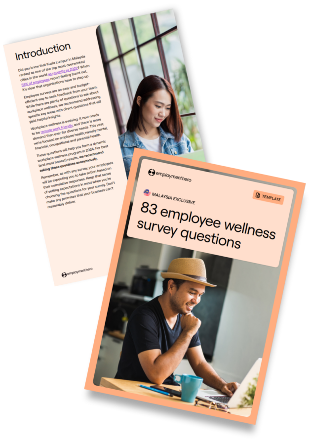 first and third pages of the employee wellbeing survey questions template