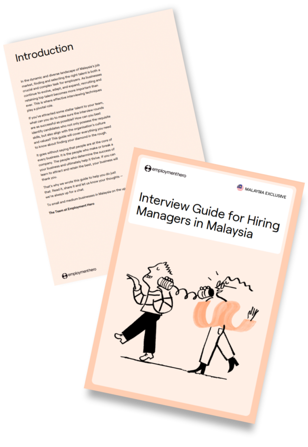 Two-page document titled 'Interview Guide for Hiring Managers in Malaysia' by Employment Hero