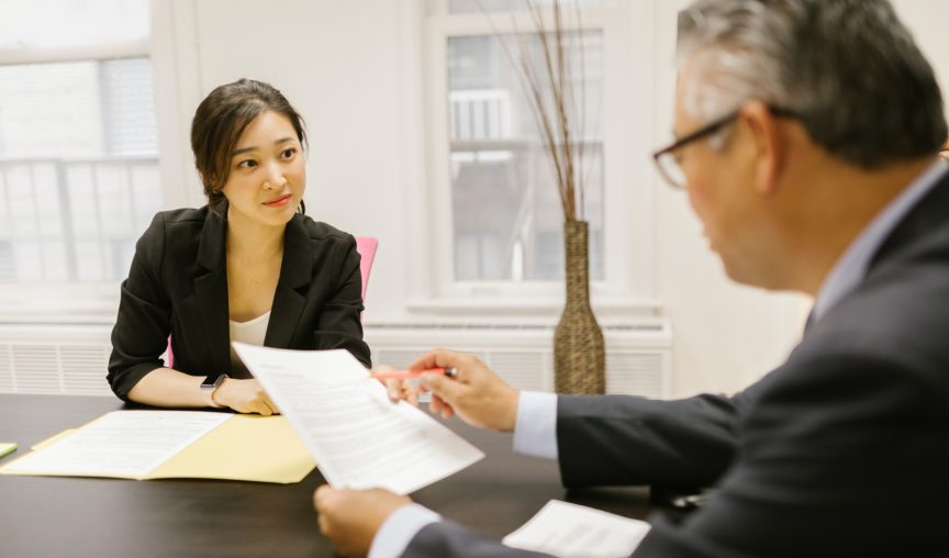 colleagues having a discussion in the meeting room