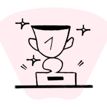 An illustration of a trophy for the champion with sparkles around it