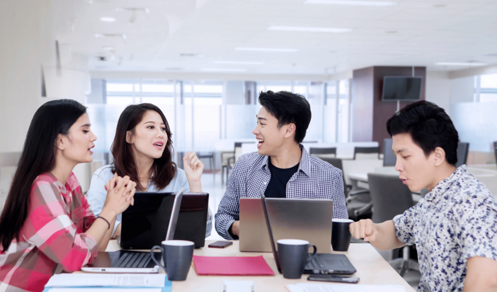 A group of colleagues working together