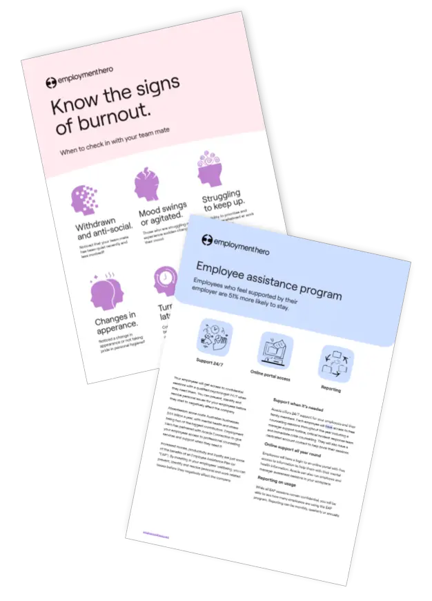 Two pages from a workplace wellness bundle.