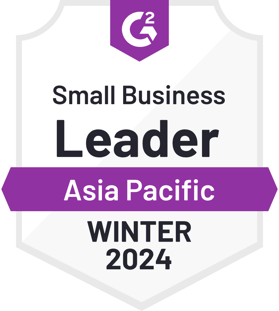 G2 badge for Small Business Leader, Asia Pacific, Winter 2024