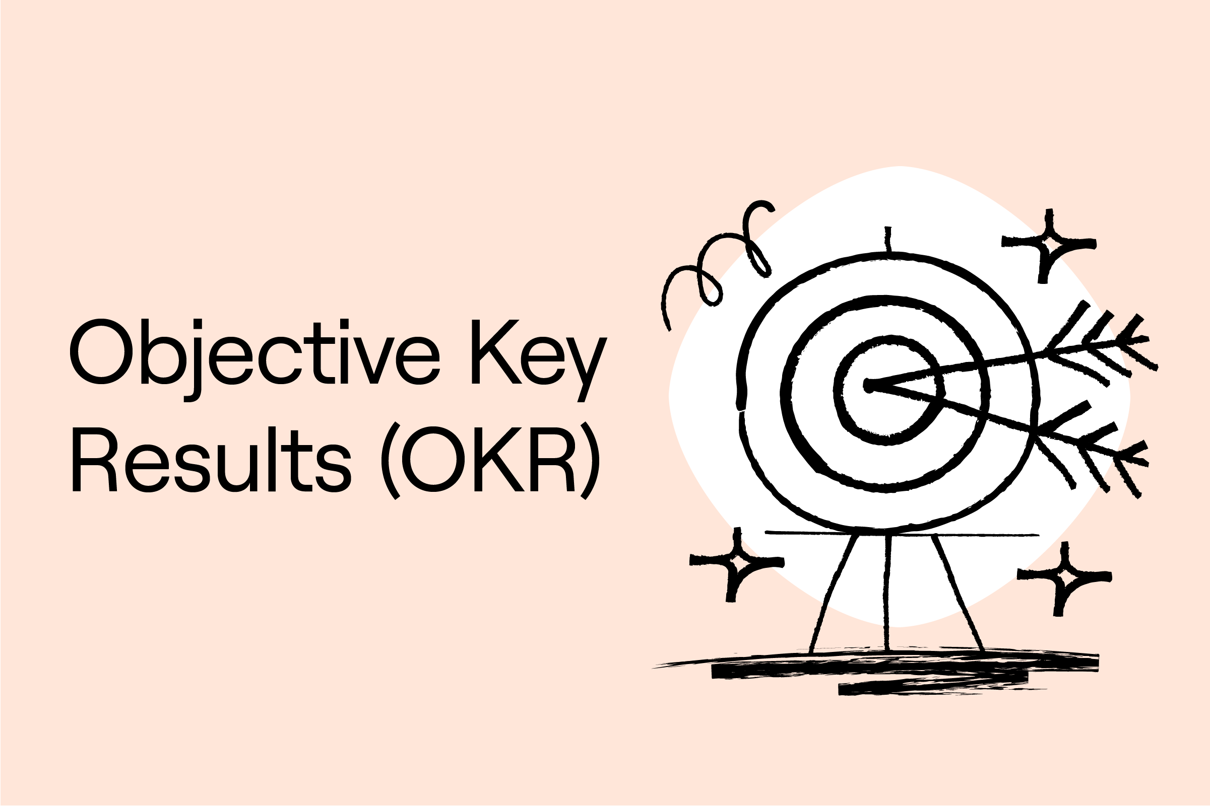 Objective key results (OKR) graphic, two arrows hitting the middle of the board