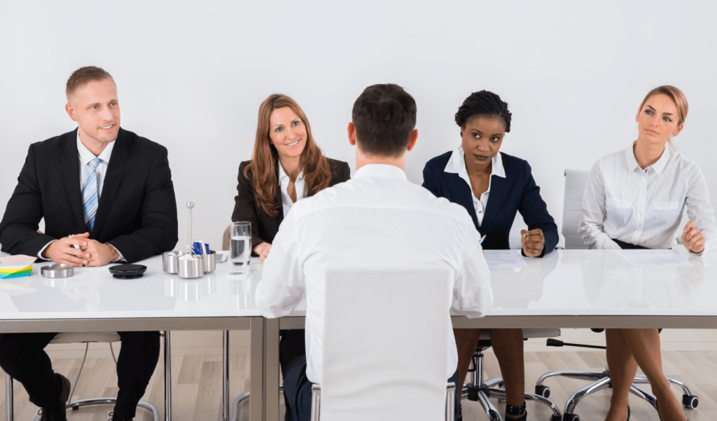 a job seeker having a panel interview