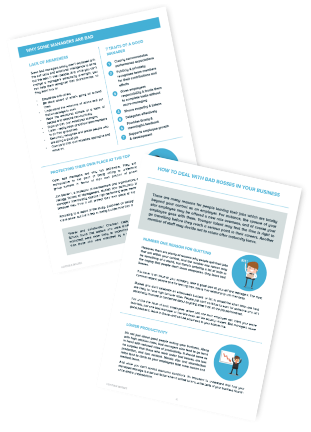 Two-page document titled 'How to Deal with Bad Managers in Your Business