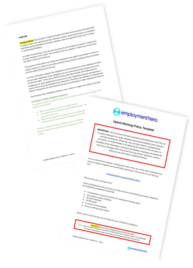 Hybrid Working Policy Template