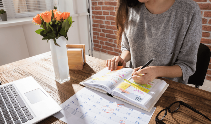 This is an image of someone looking at a calendar.