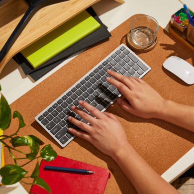An image of two hands typing on the keyboard