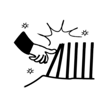 An illustration of a hand pushing the first bar of a bar graph