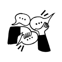 An illustration of two hands trying to get hold on speech bubbles