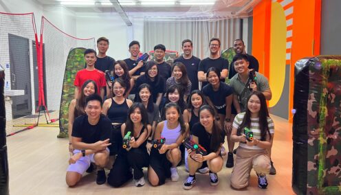 team bonding at laser tag