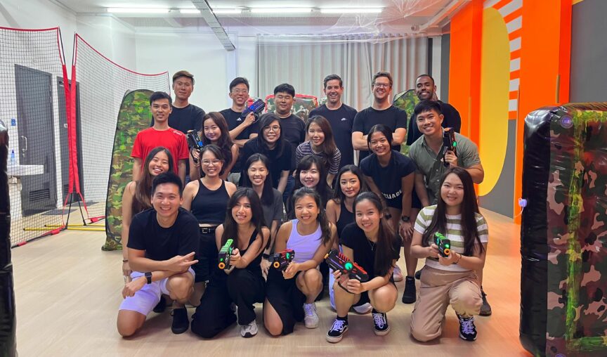 team bonding at laser tag