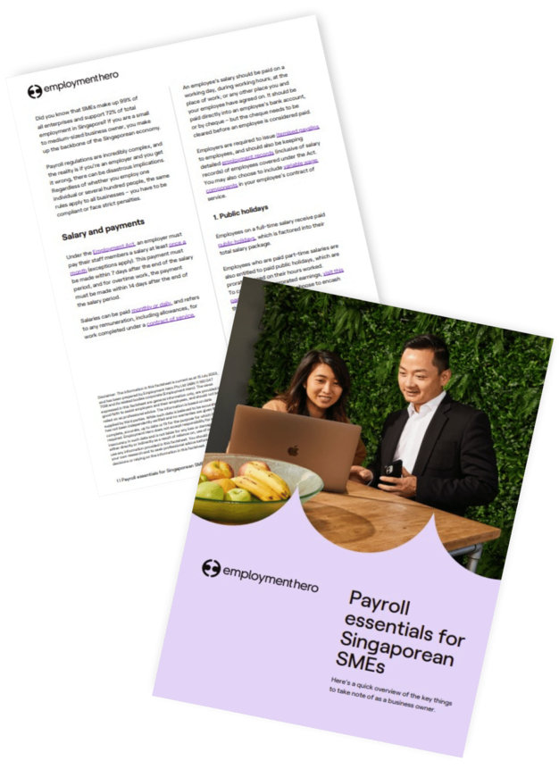 Cover and internal page of 'Payroll Essentials for Singaporean SMEs'