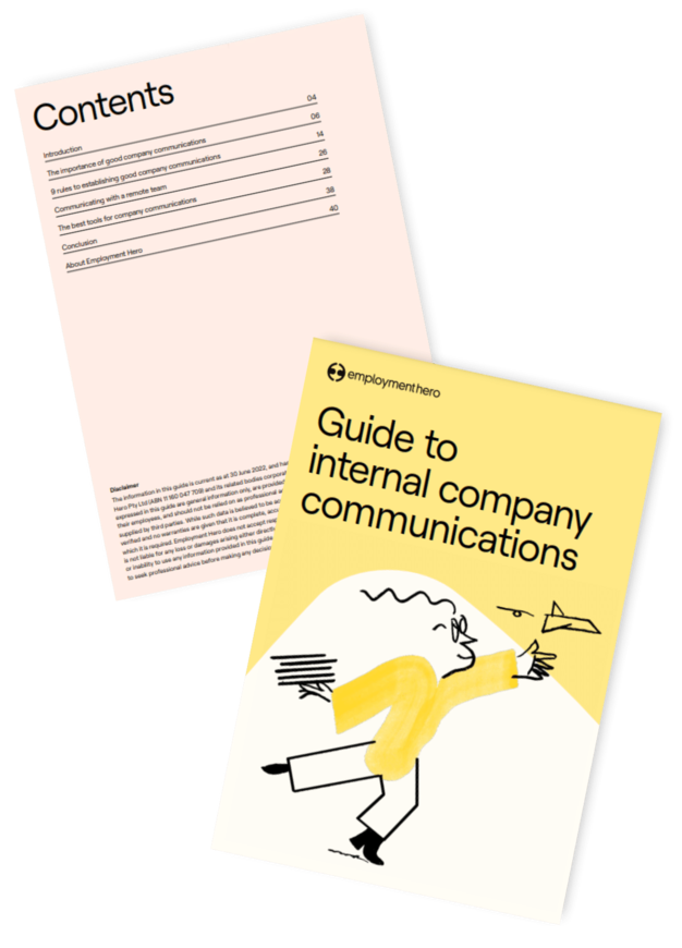 Cover and internal page of the 'Guide to Internal Company Communications'