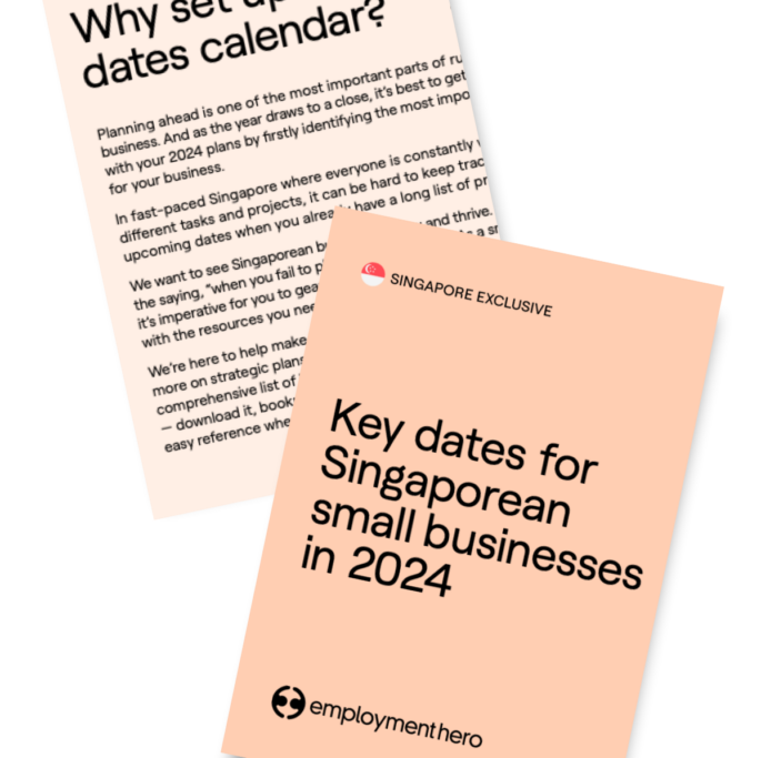 Cover page titled 'Key dates for Singaporean small businesses in 2024'