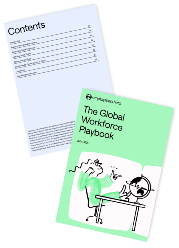 Cover and contents page of 'The Global Workforce Playbook,'