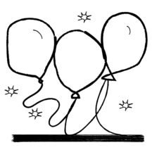 An illustration of three balloons with sparkles all around