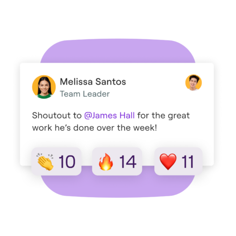A screenshot of team leader Melissa Santos's post, giving a shoutout to James Hall