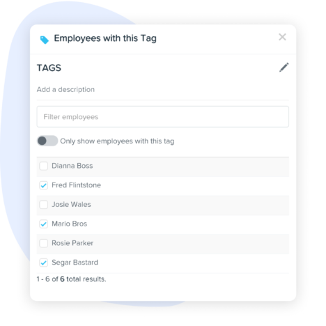 Interface for Employees with tag