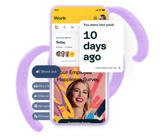 An image of a phone with interface that shows "You were last paid: 10 days ago"
