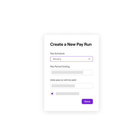 Interface for Create a New Pay Run