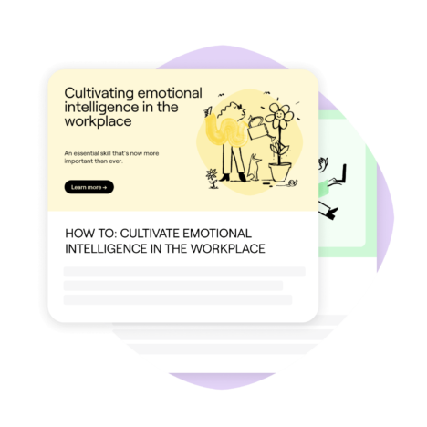 Two widgets, with 'Cultivating emotional intelligence in the workplace' in the foreground