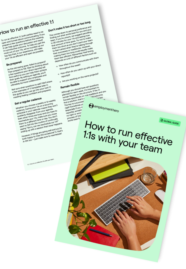 Two pages from a guide titled 'How to Run Effective 1:1s with Your Team