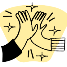 An illustration of two hands doing a high five
