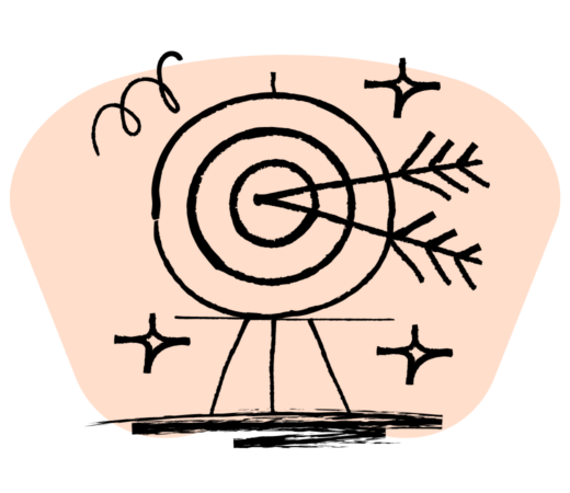 An illustration of two arrows hitting a bullseye