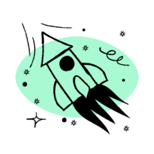 An illustration of a rocket ship