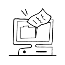 An illustration of a paper being transferred to a computer folder