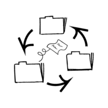 An illustration of a paper being transferred from folder to folder