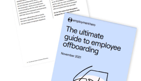 Cover and contents page of 'The Ultimate Guide to Employee Offboarding,' featuring an illustration of disconnected wires symbolizing the offboarding process.
