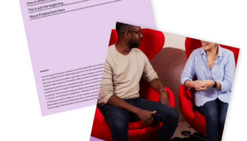 Cover and contents page of a guide titled 'How to Build an EVP from the Ground Up,' featuring an image of two professionals seated and engaging in discussion.