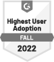 G2 Highest User Adoption Fall 2022 badge