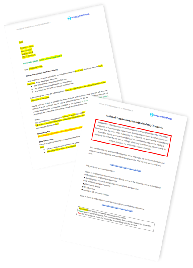 Redundancy notice letter template