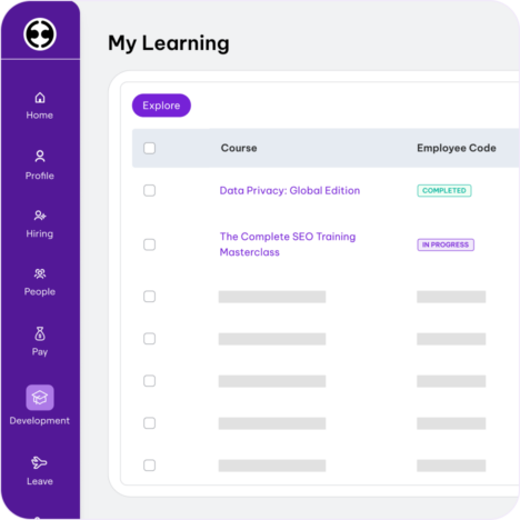 learning management system software showing list of courses the user is taking