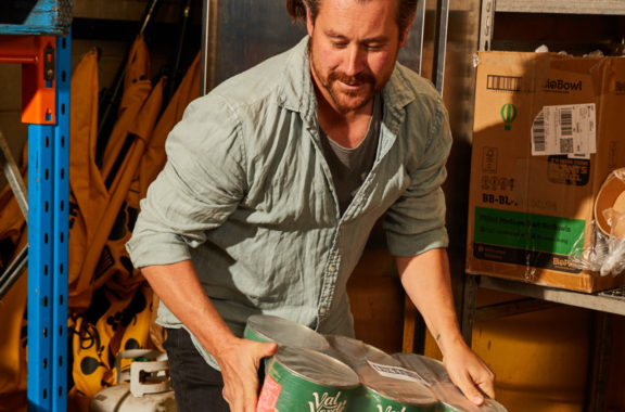 Man works in the warehouse