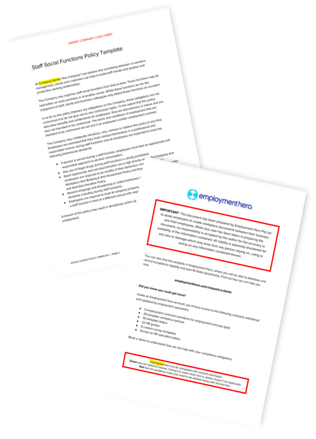 Workplace Social Functions Policy Template