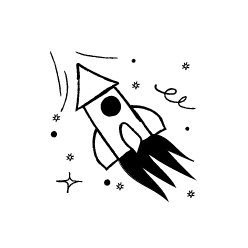 An illustration of a rocketship