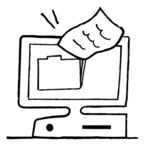 Illustration of a filed being transferred to a folder in a computer