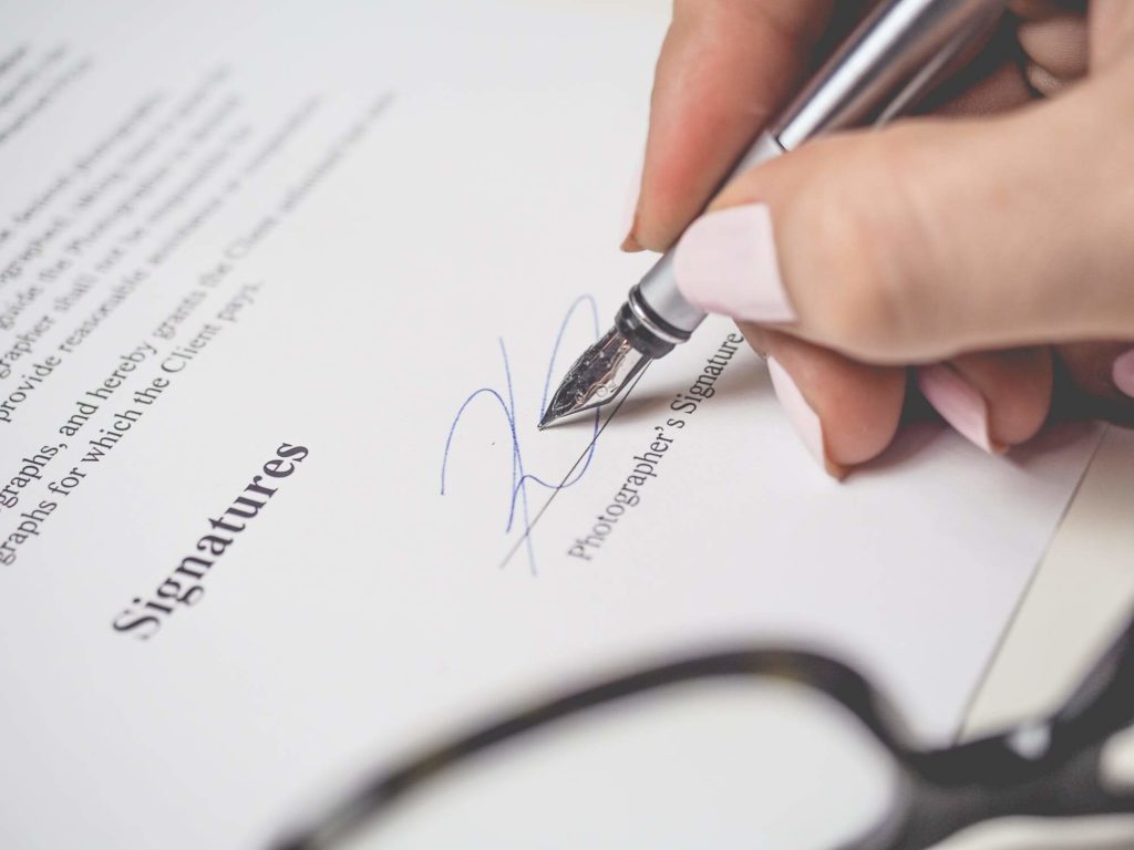 Image of a signed document