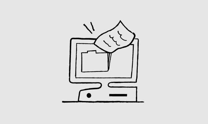 Illustration of a file being transferred to a computer folder