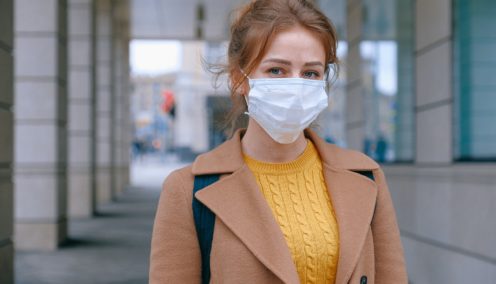 Woman outside wearing a face mask