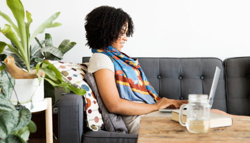 passive candidate outreach template - woman working on laptop