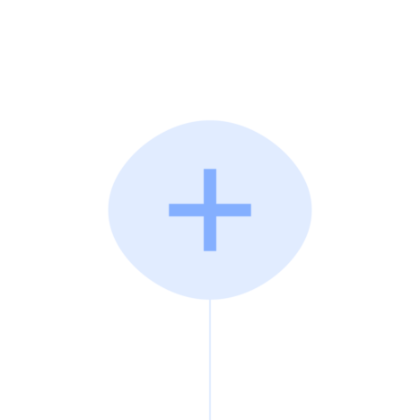An illustration of a blue circle with a plus sign in the center, resembling a medical or add symbol